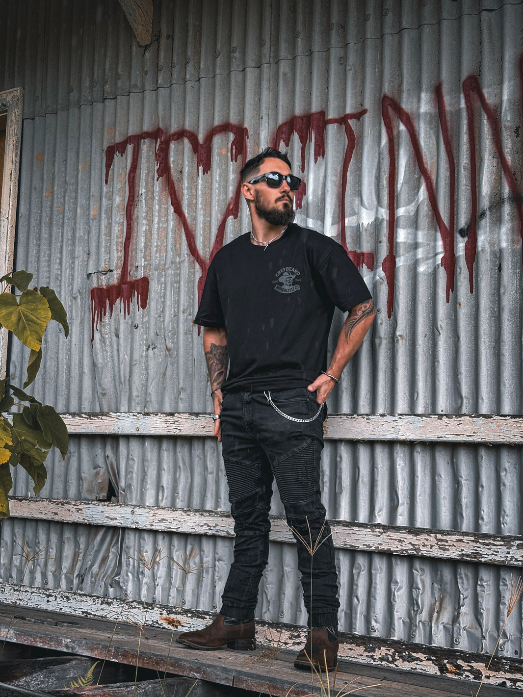 Whiskey Bones Black on Black Tee | Greybeard & Sons | Unisex