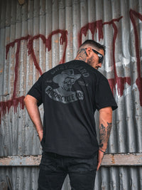 Whiskey Bones black on black tee by Greybeard & Sons